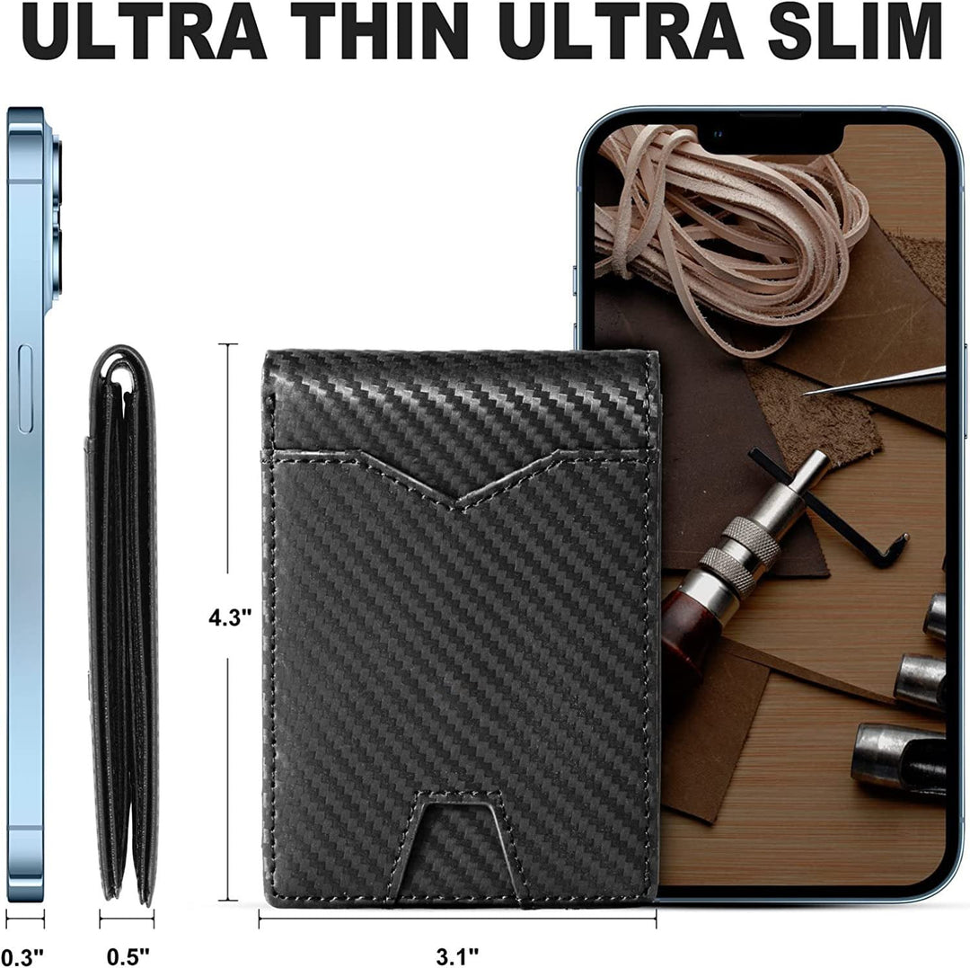 Slim RFID-portfel dla mężczyzn | Etui na karty ze skóry | Czarny
