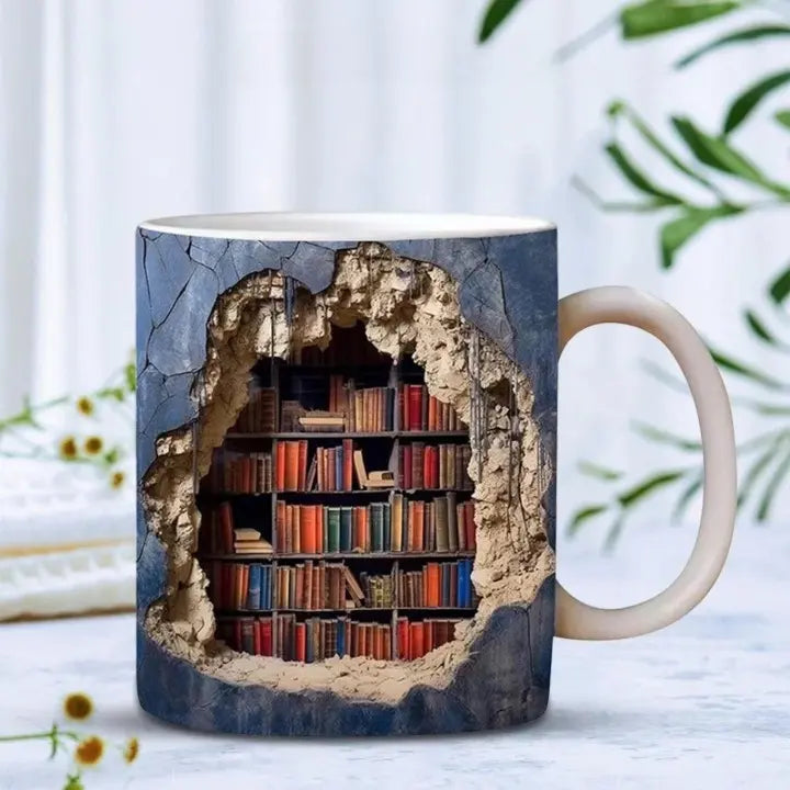 Kubek w kształcie regału – 3D ceramiczny kubek dla miłośników książek