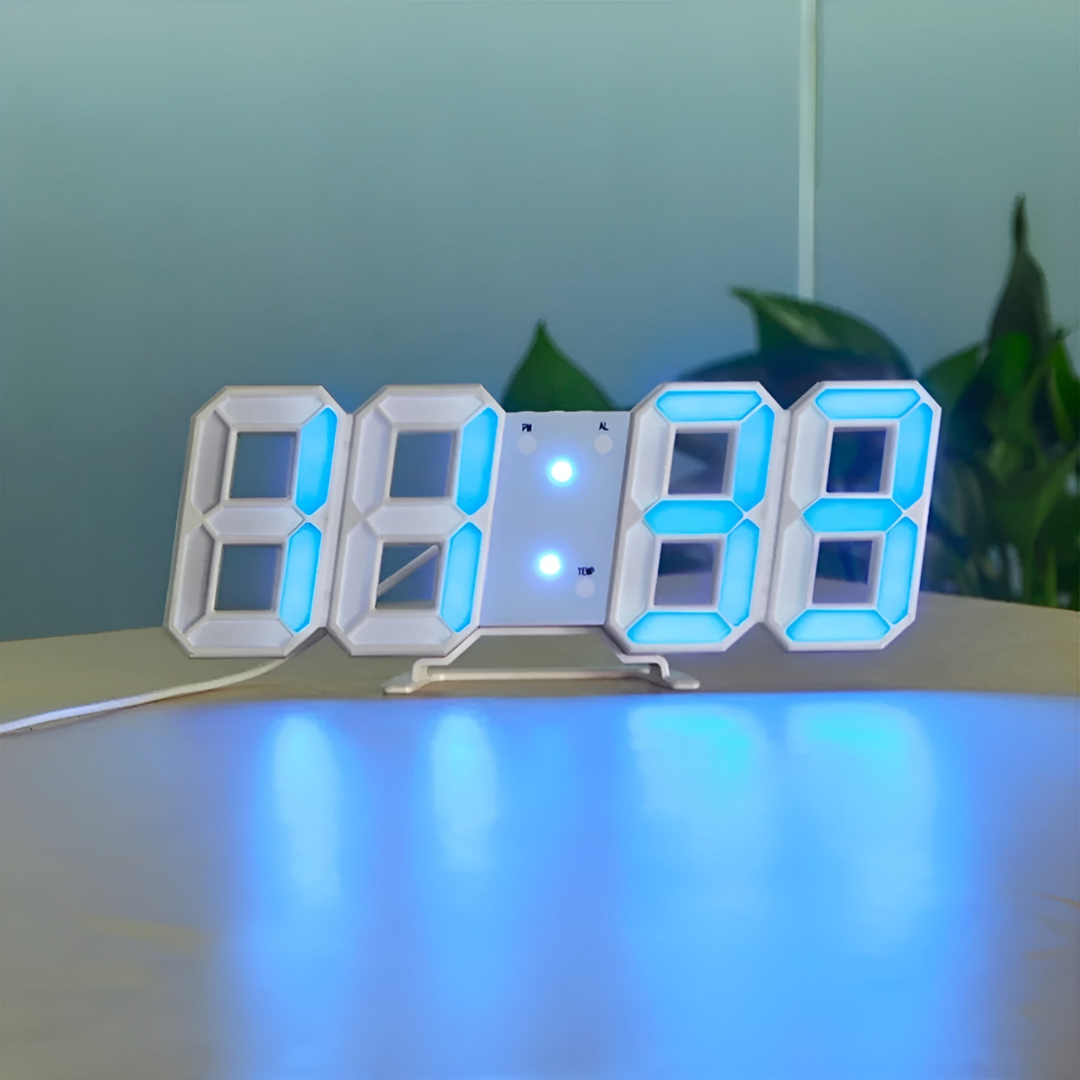 Zegar ścienny LED 3D z wyświetlaczem cyfrowym i intuicyjną obsługą