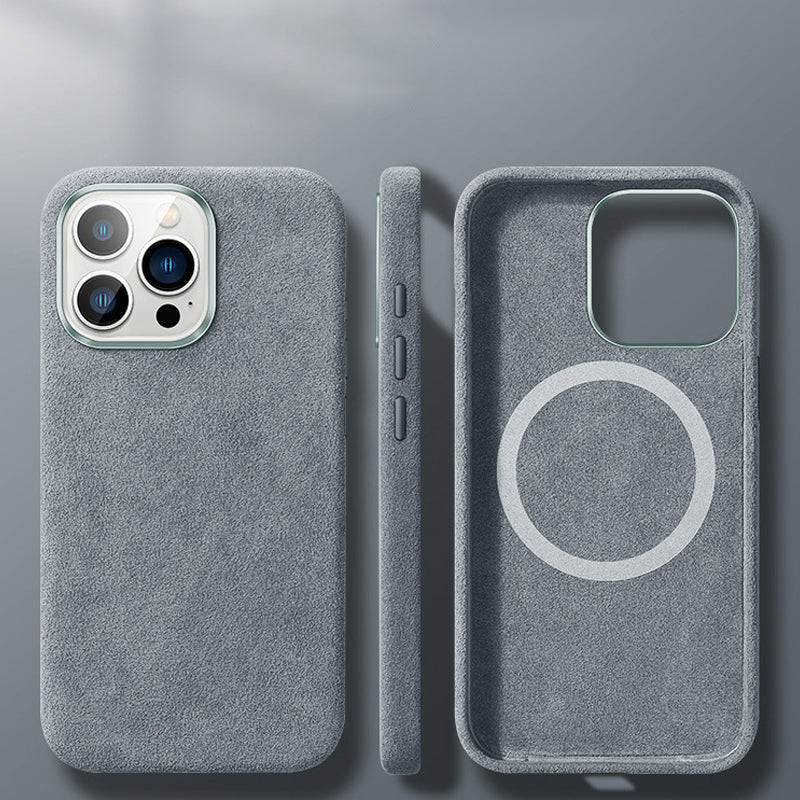 Włoskie etui Alcantara z magnesem na iPhone&
