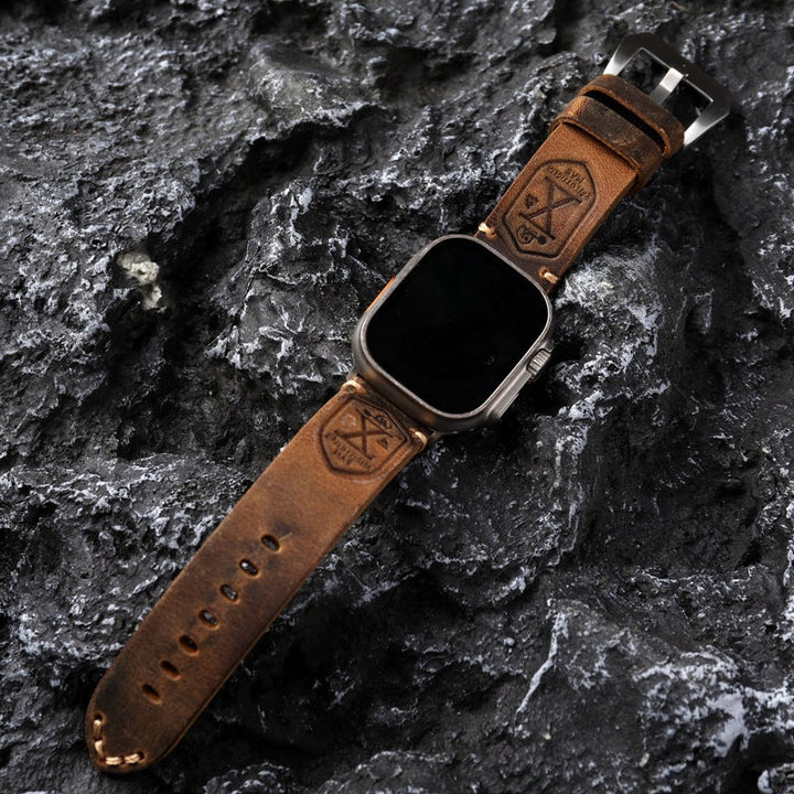 Ręcznie robiony vintage skórzany pasek do Apple Watch