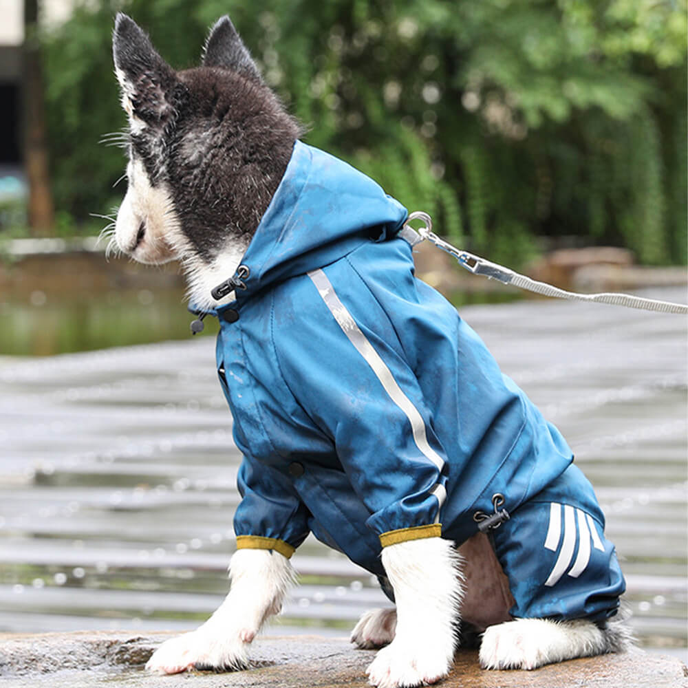 Karnz | RainBuddy Wodoodporny Płaszcz Przeciwdeszczowy dla Psów | Odbijające Światło Paski | Regulowany i z Kapturem