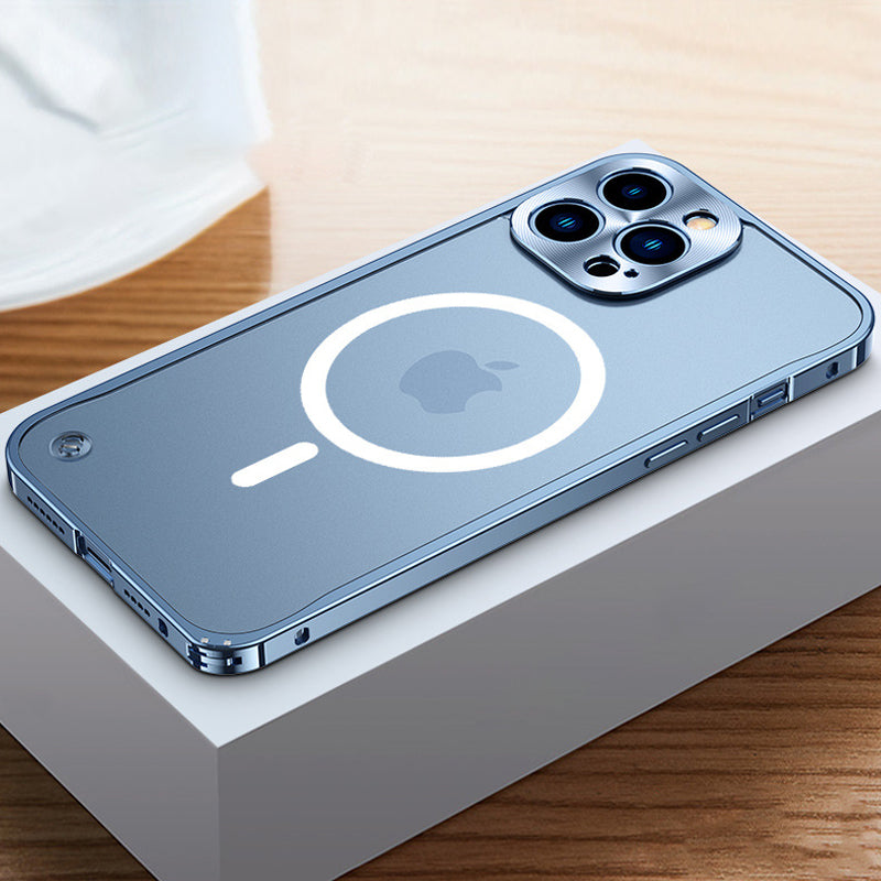 Magnetyczna obudowa ładująca z metalową ramą do iPhone&