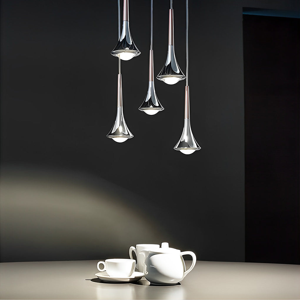 Nowoczesna lampa wisząca LED w kształcie kropli – Regulowany metalowy żyrandol do salonu, sypialni i jadalni | Karnz