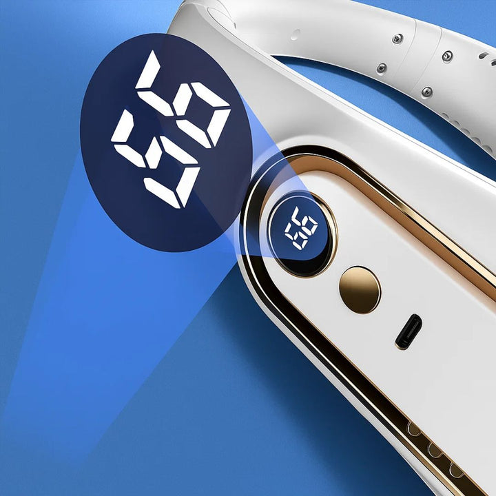 CoolEase | Przenośny wentylator na szyję – Bezłopatkowe chłodzenie na rękach – Pięć prędkości USB-C – Podróże biurowe Karnz