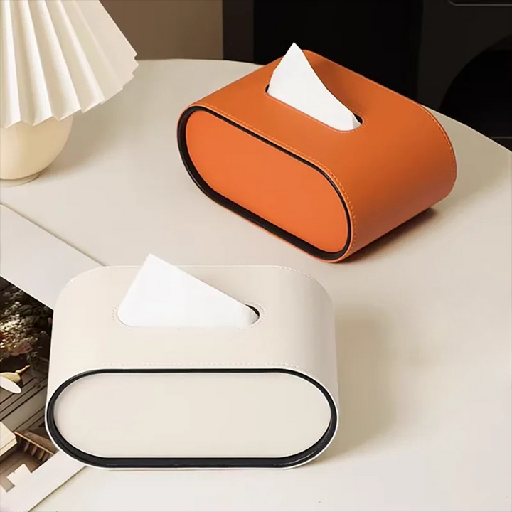 Pudełko na chusteczki - OvalElegance - Skórzany design - Funkcjonalne i stylowe