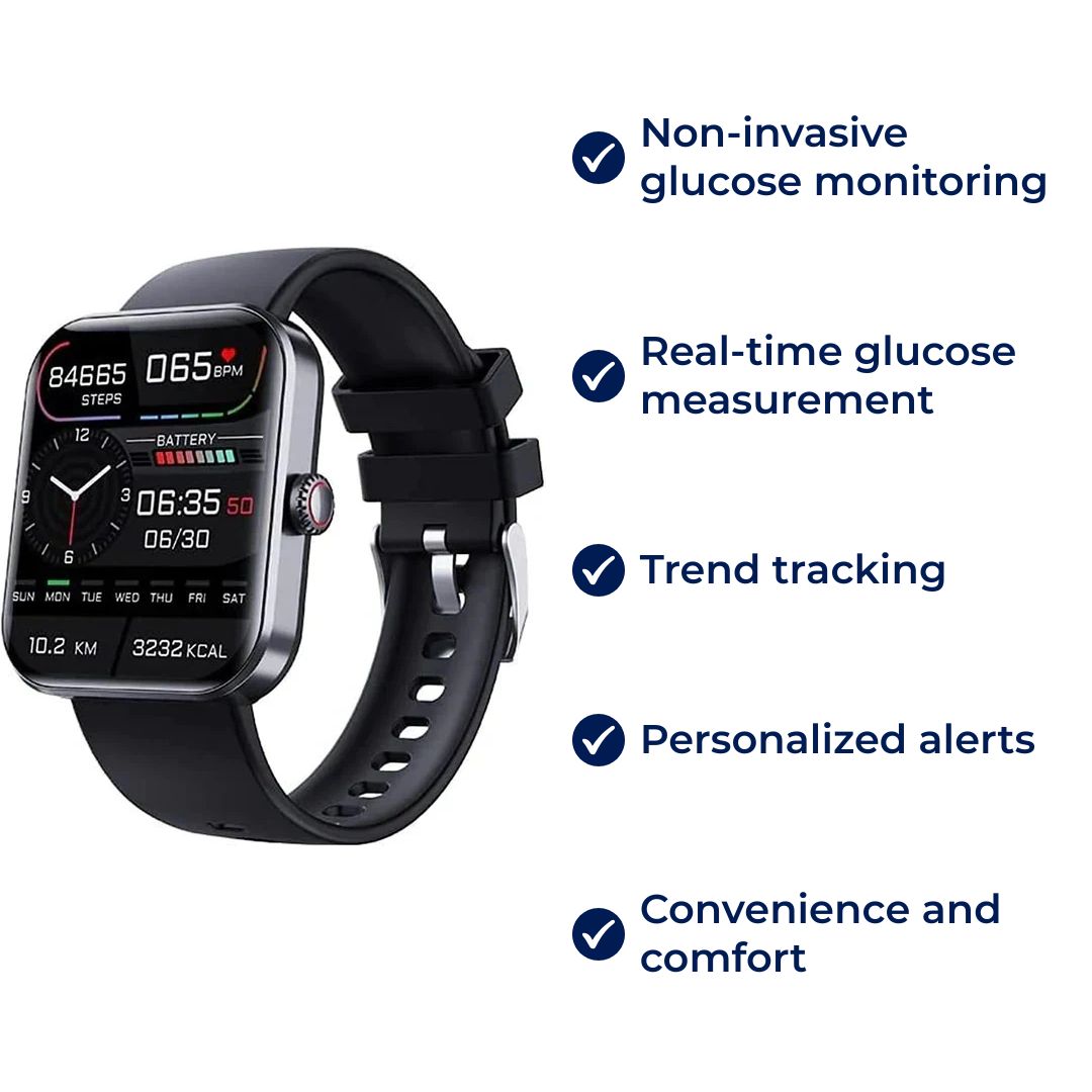 Glucowatch | Nieinwazyjna smartwatch do pomiaru poziomu cukru we krwi – Monitorowanie w czasie rzeczywistym, śledzenie trendów i spersonalizowane powiadomienia Karnz