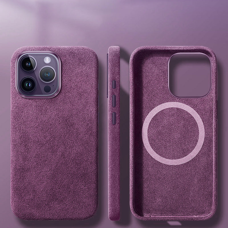 Włoskie etui Alcantara z magnesem na iPhone&