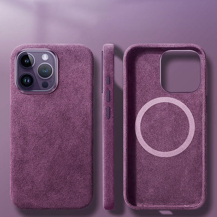 Włoskie etui Alcantara z magnesem na iPhone&