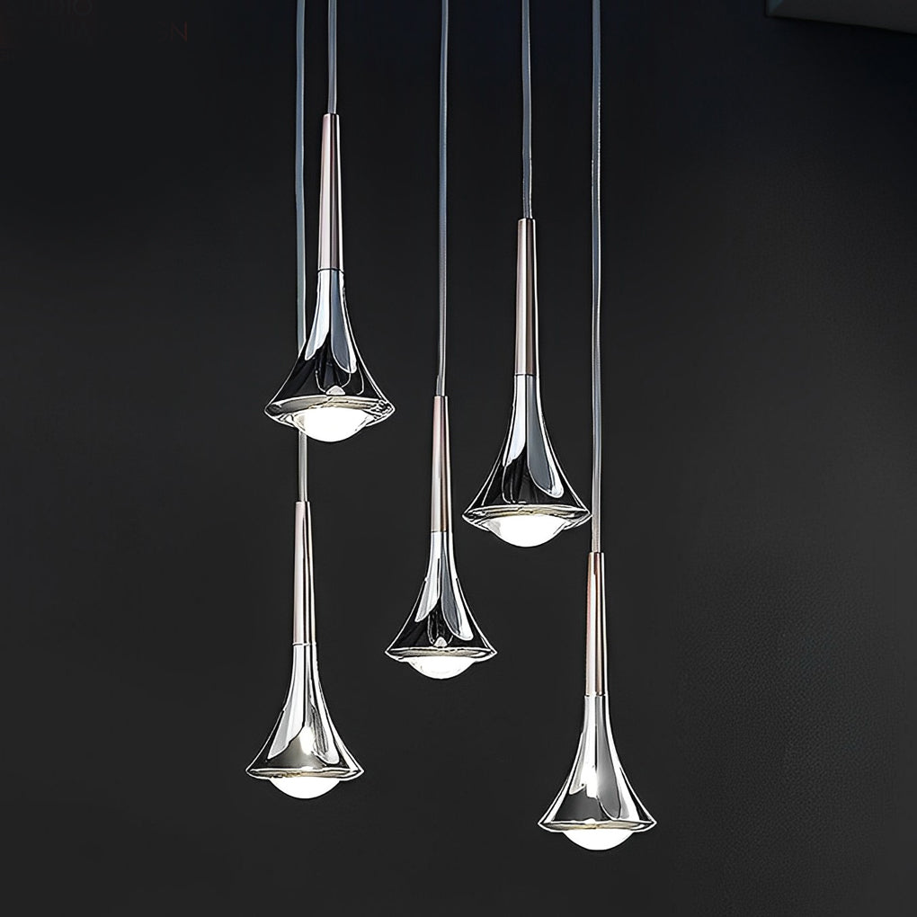 Nowoczesna lampa wisząca LED w kształcie kropli – Regulowany metalowy żyrandol do salonu, sypialni i jadalni | Karnz