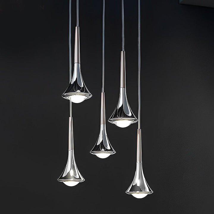 Nowoczesna lampa wisząca LED w kształcie kropli – Regulowany metalowy żyrandol do salonu, sypialni i jadalni | Karnz
