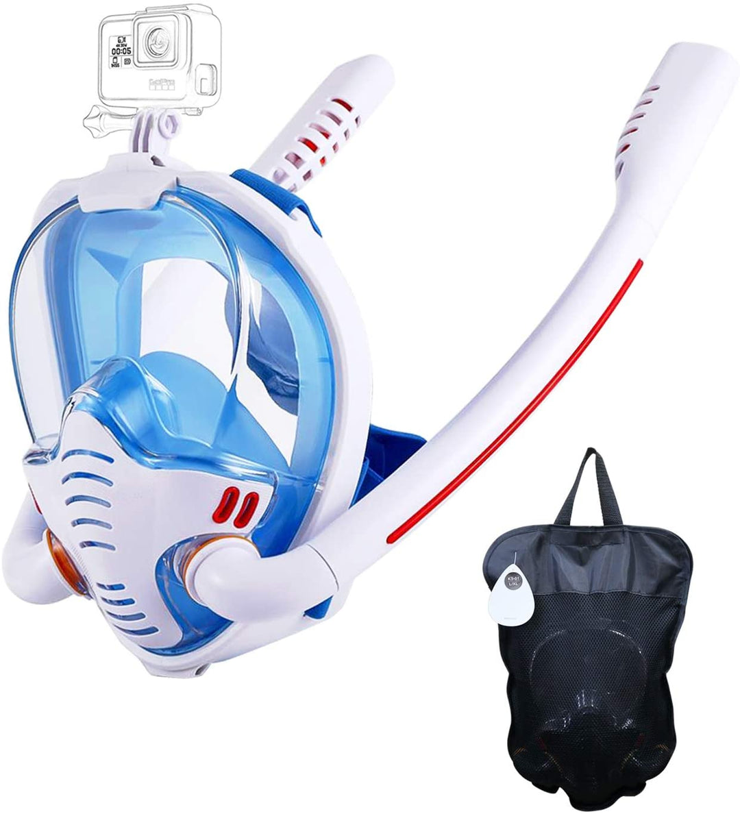 Maseczka do snorkelingu z chusteczkami antyzapfogowymi, 180-stopniowy panoramiczny widok HD