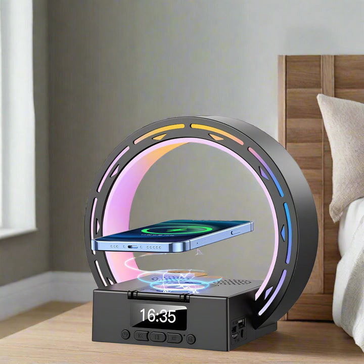 4-w-1 Głośnik Bluetooth z lampą, ładowarką i budzikiem