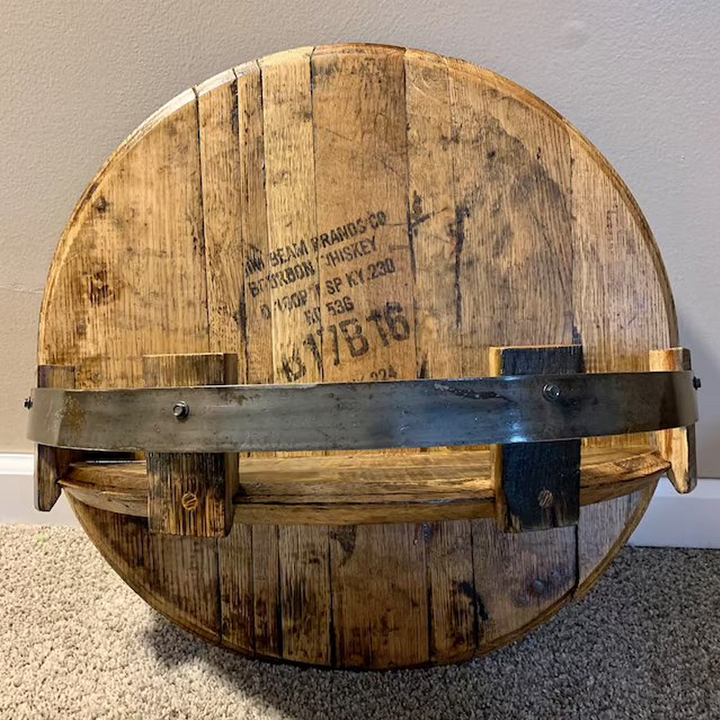 Sandsberg | Półka ścienna z beczki whiskey | Rustykalny design z litego drewna | Okrągła