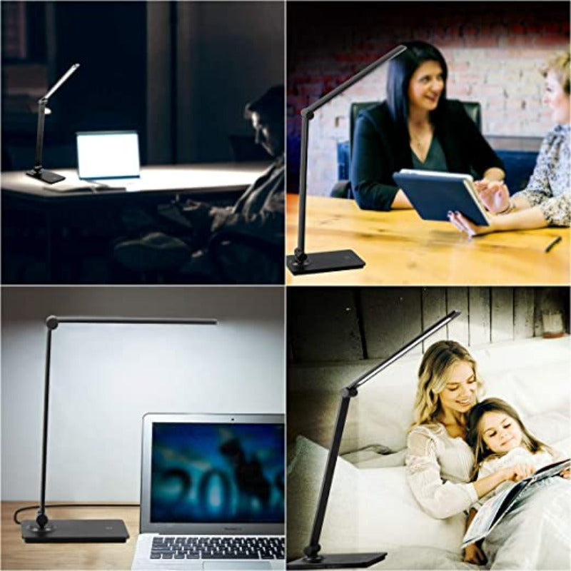 Lampka biurkowa LED, lampka biurkowa z dotykowym sterowaniem z 3 poziomami jasności, ściemniana lampa biurowa z regulowanym ramieniem, składana lampka na biurko do sypialni, na stolik nocny, do biura