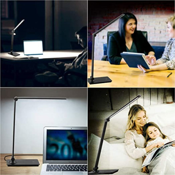 Lampka biurkowa LED, lampka biurkowa z dotykowym sterowaniem z 3 poziomami jasności, ściemniana lampa biurowa z regulowanym ramieniem, składana lampka na biurko do sypialni, na stolik nocny, do biura