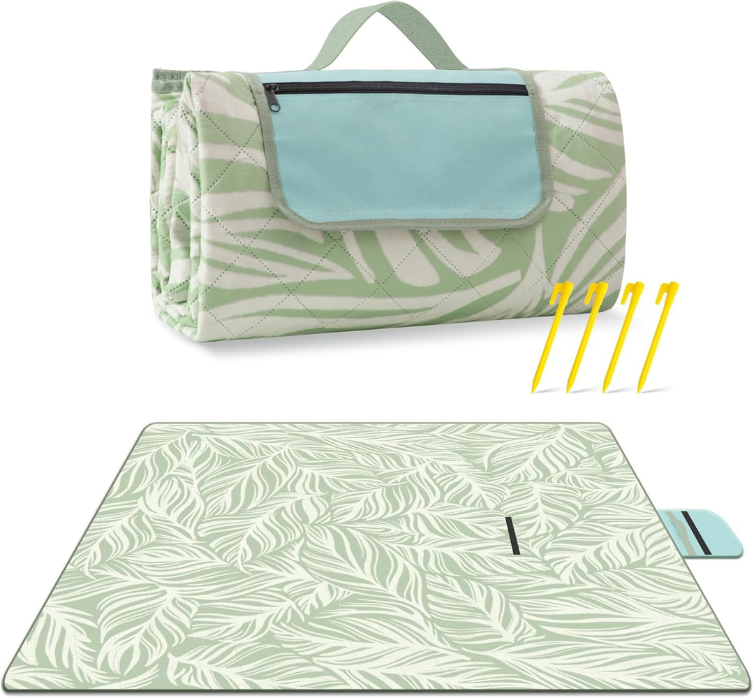 Extra duża, wodoodporna koc piknikowy 200 × 200 cm z 3 warstwami – MeadowRest