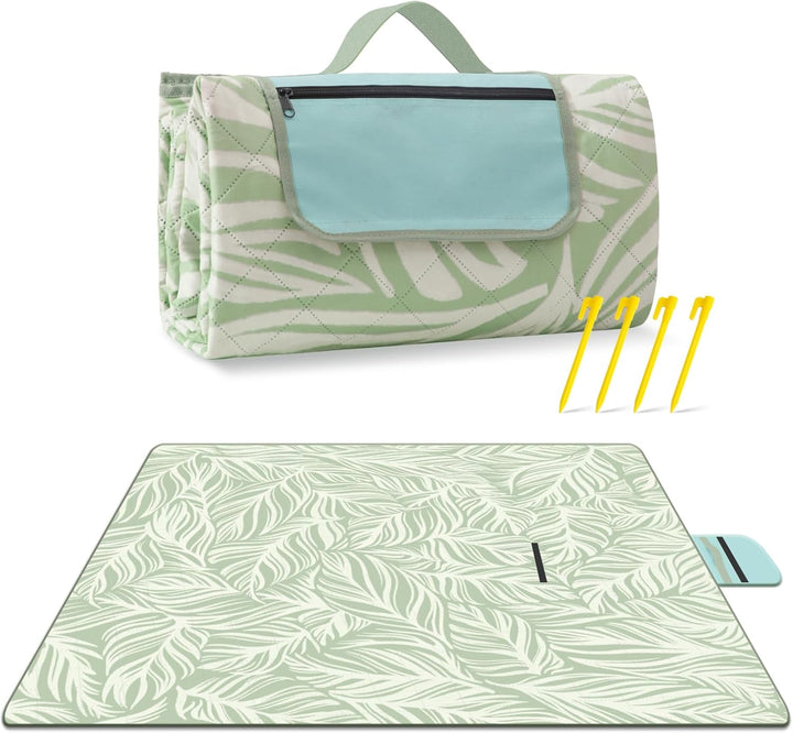 Extra duża, wodoodporna koc piknikowy 200 × 200 cm z 3 warstwami – MeadowRest