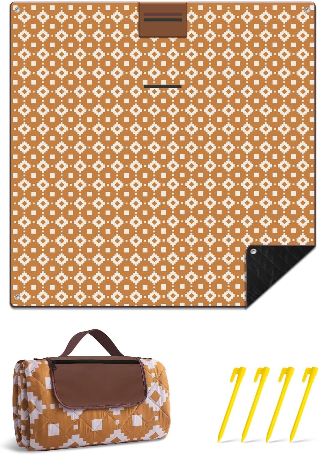 Extra duża, wodoodporna koc piknikowy 200 × 200 cm z 3 warstwami – MeadowRest
