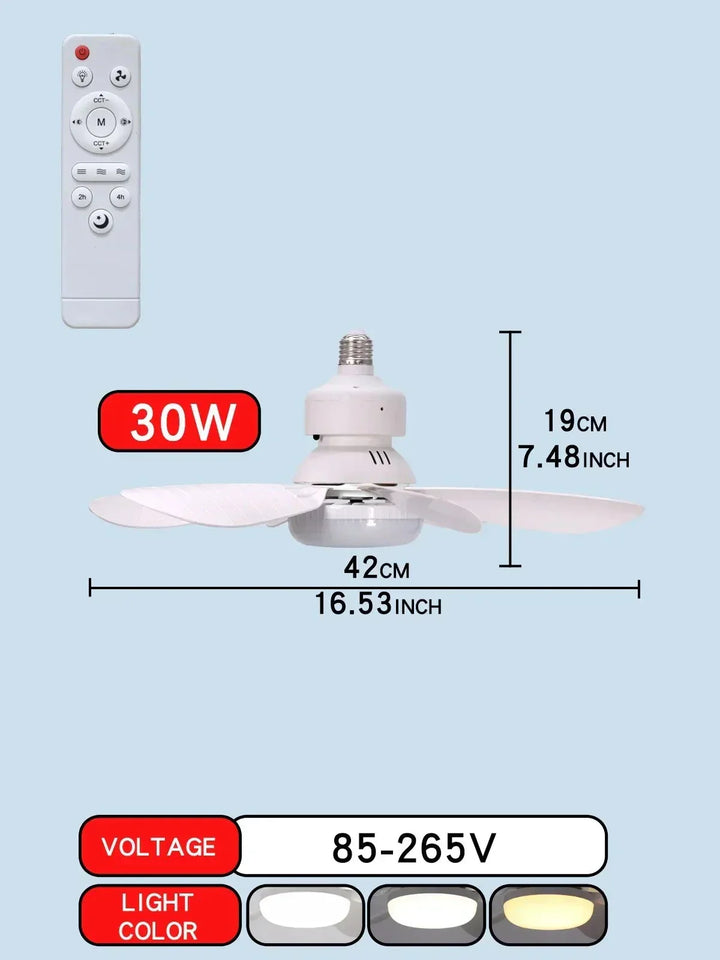 Wentylator sufitowy LED z pilotem i ściemnialnym światłem | Karnz