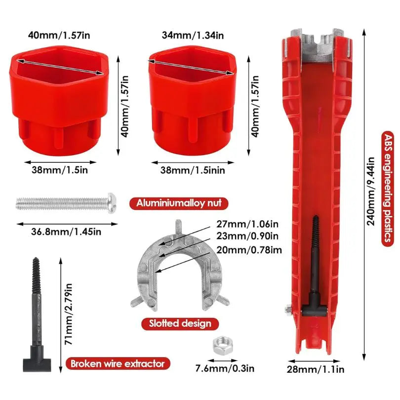 8-w-1 Klucz do umywalki | Niezbędne narzędzie sanitarno-hydrauliczne
