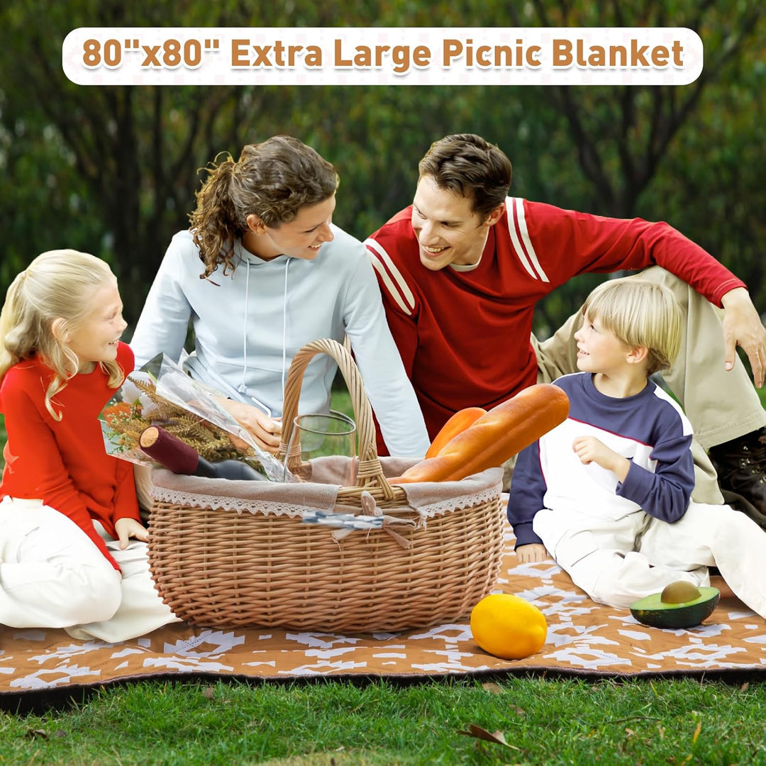 Extra duża, wodoodporna koc piknikowy 200 × 200 cm z 3 warstwami – MeadowRest