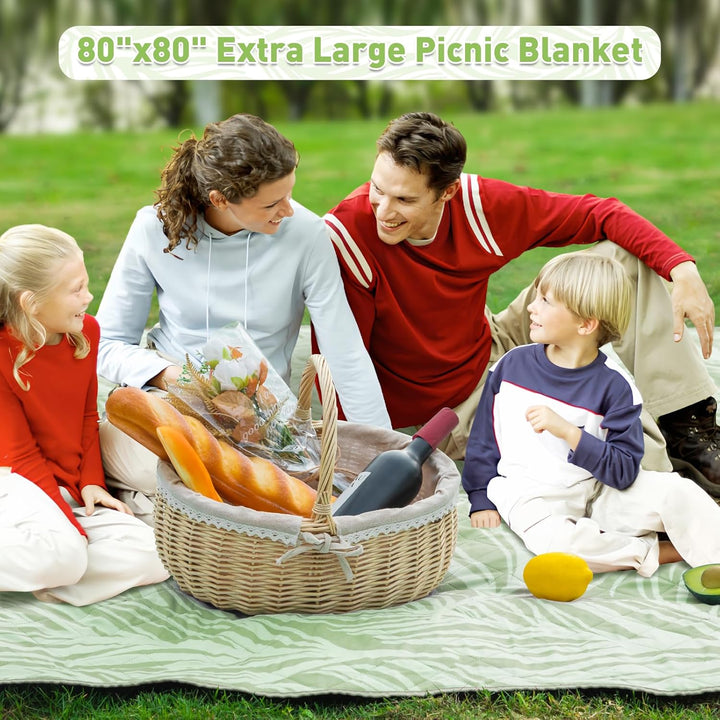 Extra duża, wodoodporna koc piknikowy 200 × 200 cm z 3 warstwami – MeadowRest