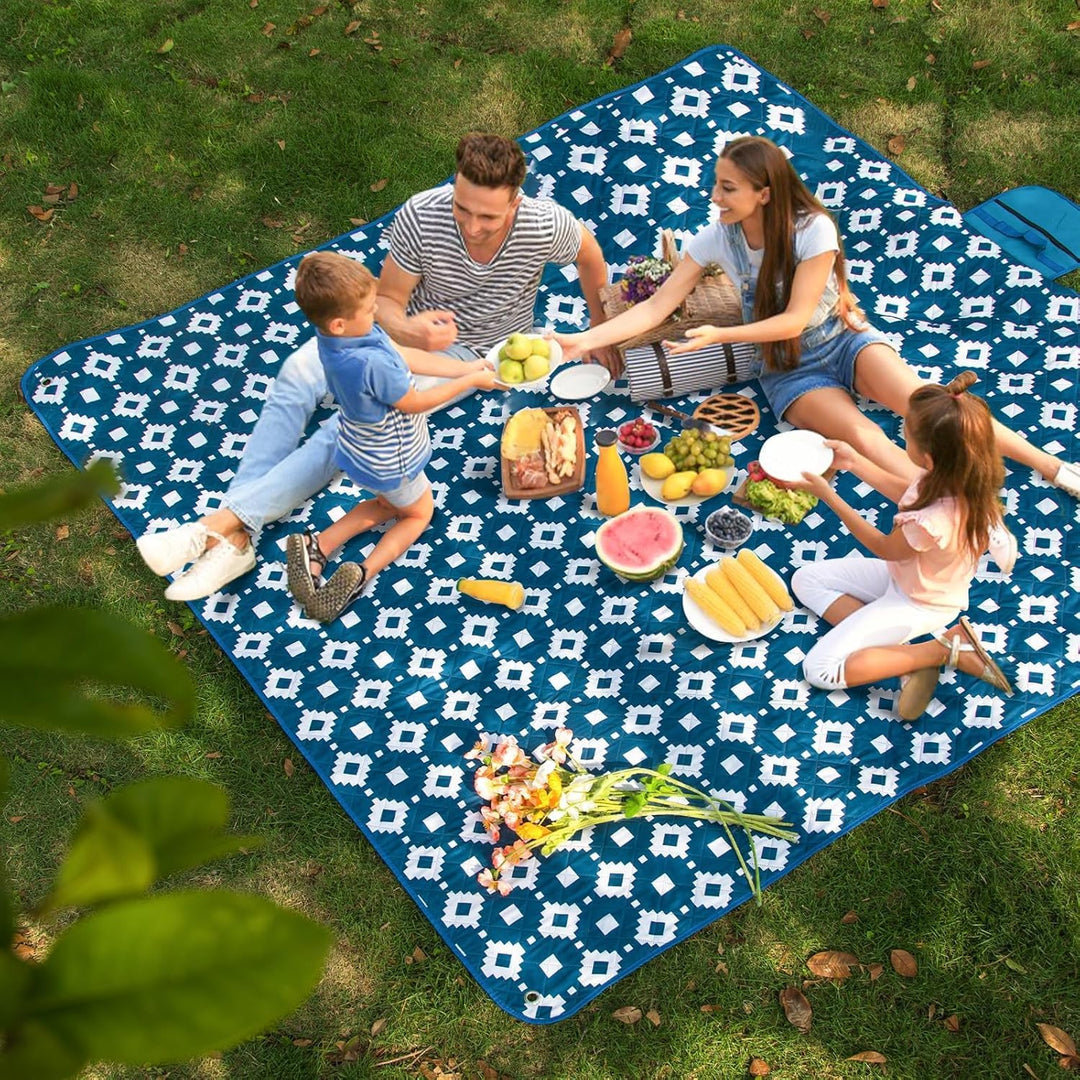 Extra duża, wodoodporna koc piknikowy 200 × 200 cm z 3 warstwami – MeadowRest