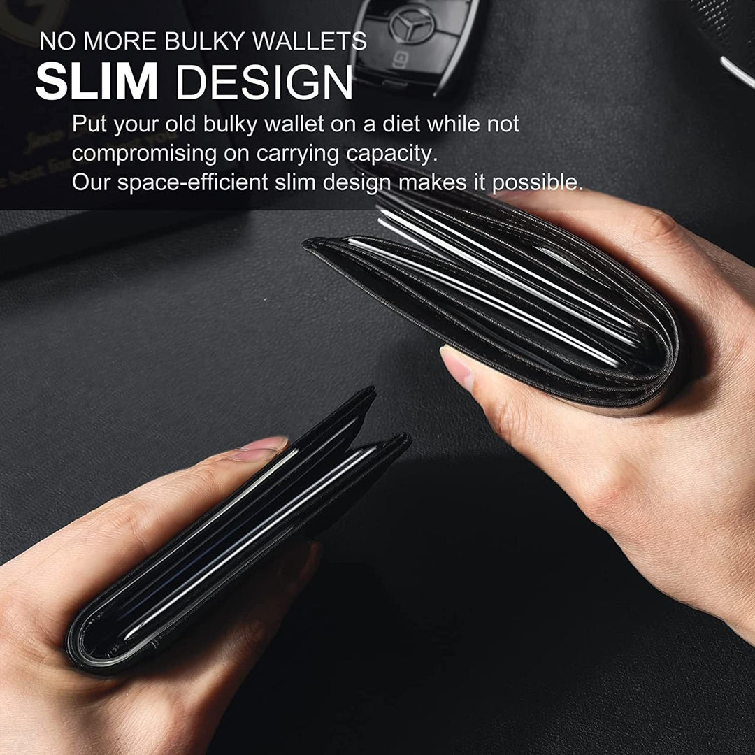 Slim RFID-portfel dla mężczyzn | Etui na karty ze skóry | Czarny