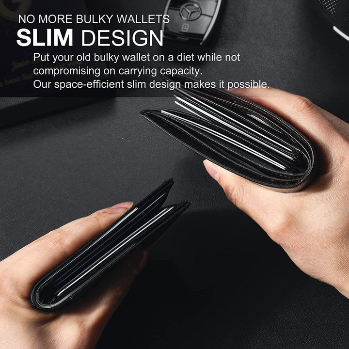 Slim RFID-portfel dla mężczyzn | Etui na karty ze skóry | Czarny