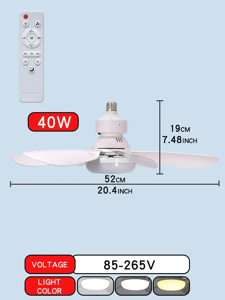 Wentylator sufitowy LED z pilotem i ściemnialnym światłem | Karnz
