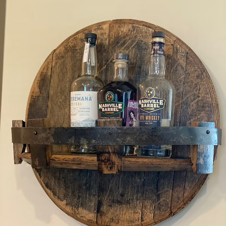 Sandsberg | Półka ścienna z beczki whiskey | Rustykalny design z litego drewna | Okrągła