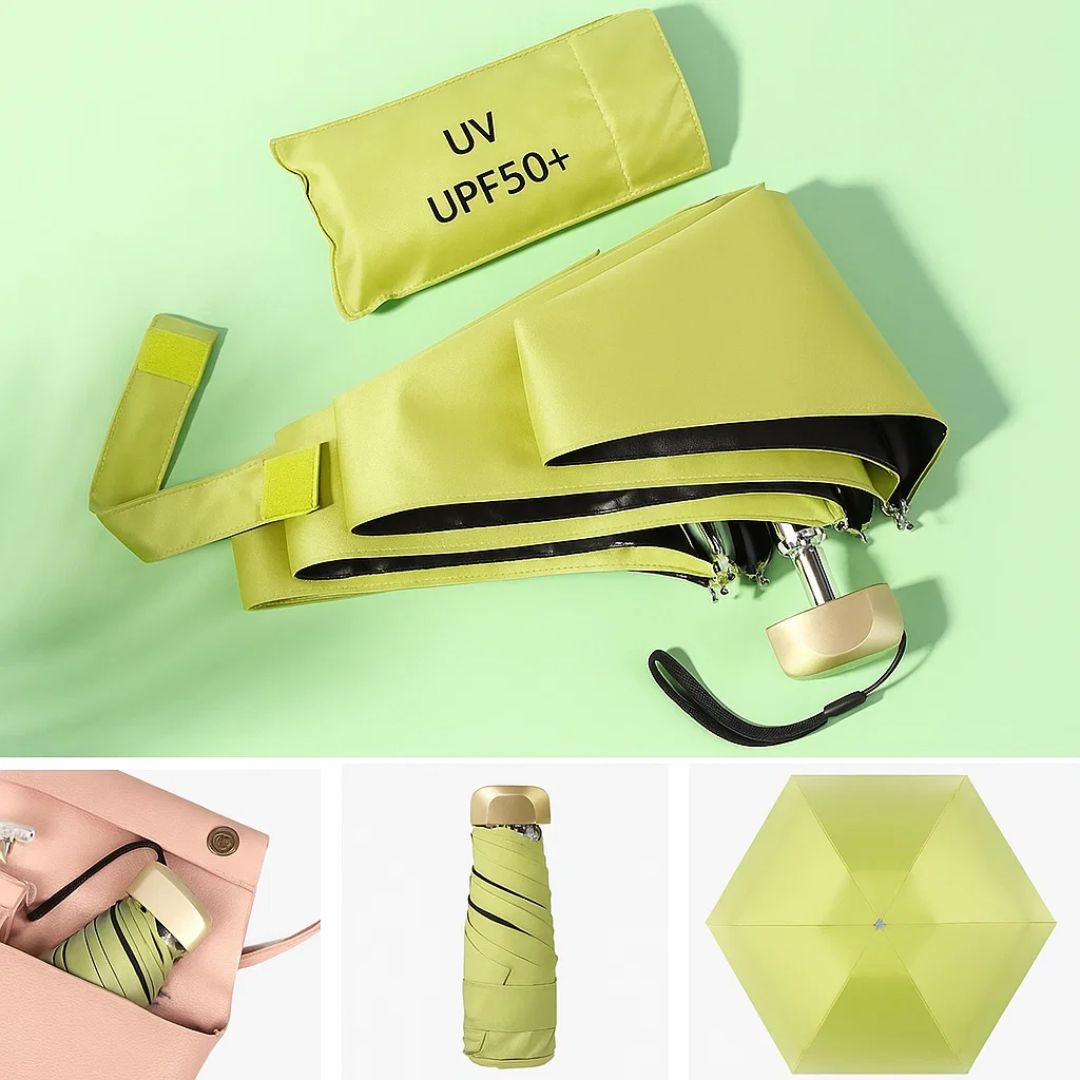 UrbanBrolly | Mini składany parasol UV – Ochrona przeciwsłoneczna UPF 50+ – Wodoodporny – Lekki i przyjazny dla kieszeni do użytku w podróży Karnz
