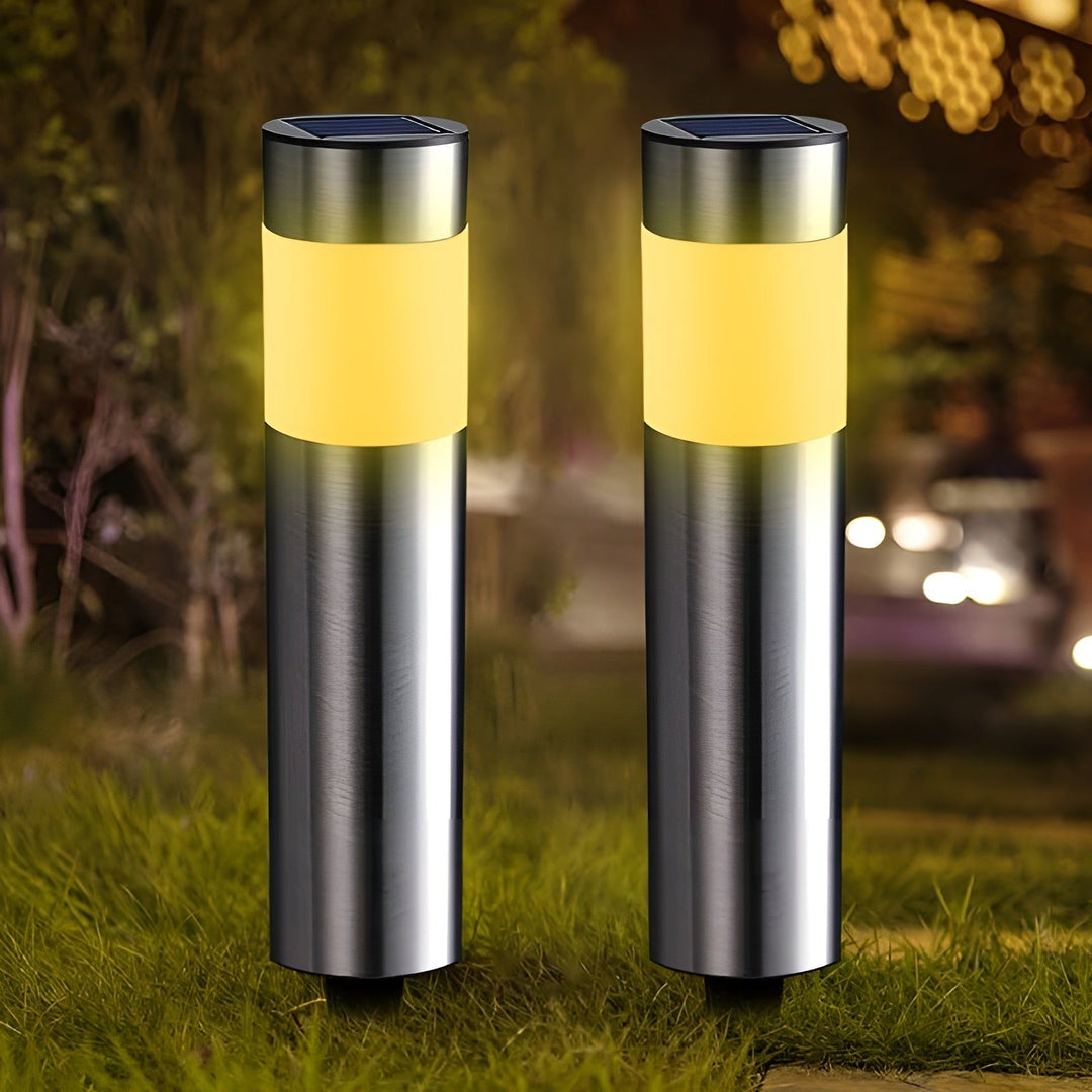 LED Oświetlenie Ogrodowe Cylindryczne w Zestawie 2 Szt. ze Stali Nierdzewnej