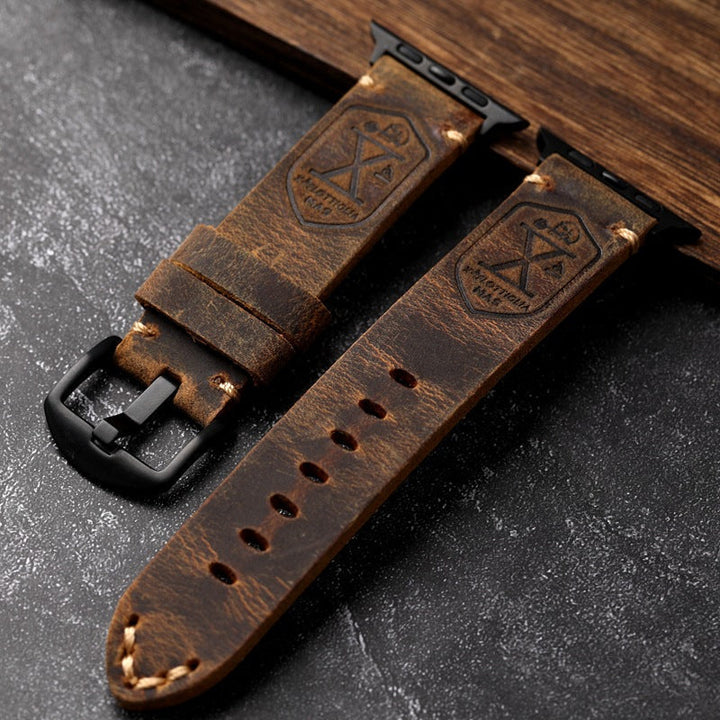 Ręcznie robiony vintage skórzany pasek do Apple Watch