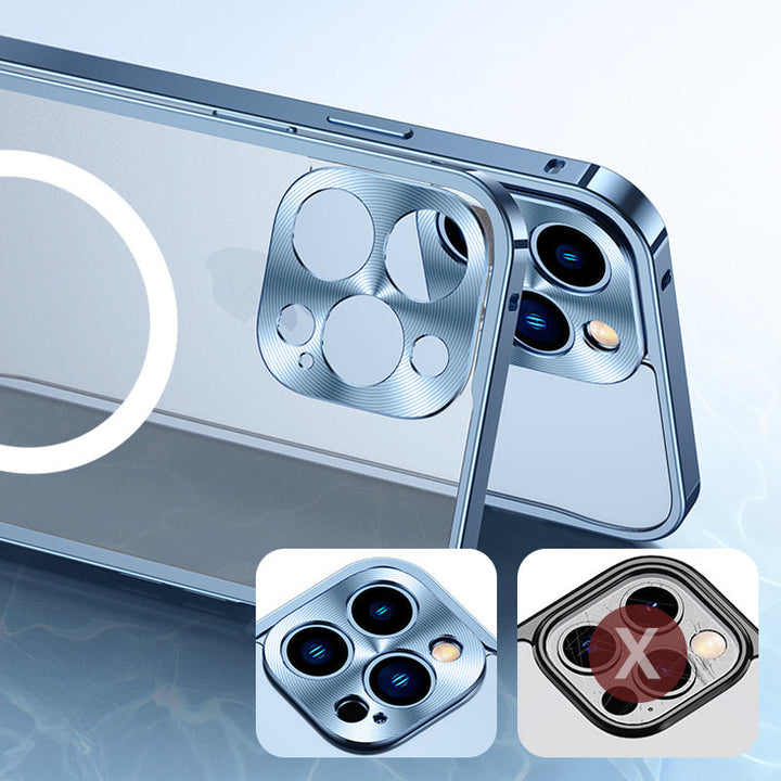 Magnetyczna obudowa ładująca z metalową ramą do iPhone&