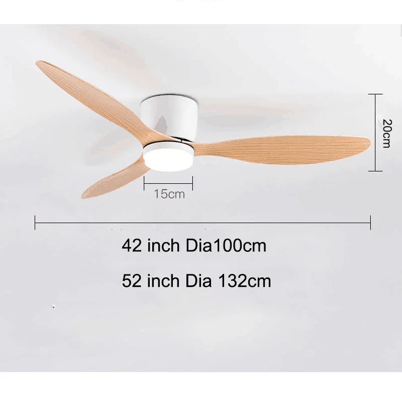 Wentylatory sufitowe 42/52 cale z lampami LED - 3 kolory, 6 prędkości silnika DC, pilot zdalnego sterowania, niskie dekoracyjne wentylatory z oświetleniem | Karnz