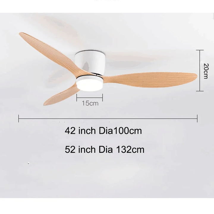 Wentylatory sufitowe 42/52 cale z lampami LED - 3 kolory, 6 prędkości silnika DC, pilot zdalnego sterowania, niskie dekoracyjne wentylatory z oświetleniem | Karnz