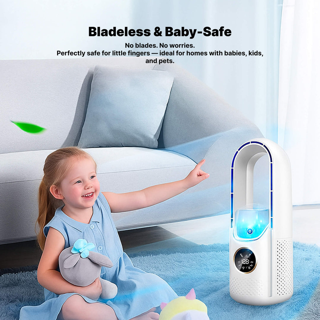 Bezłopatkowy przenośny chłodnica powietrza | Ultra-cichy, ergonomiczny design &amp; idealny do użytku w domu i biurze | Karnz