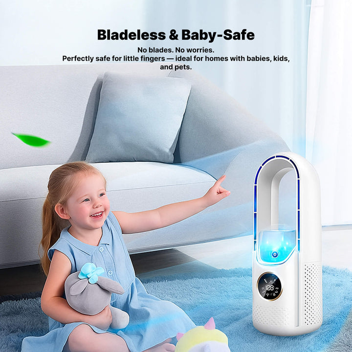 Bezłopatkowy przenośny chłodnica powietrza | Ultra-cichy, ergonomiczny design &amp; idealny do użytku w domu i biurze | Karnz