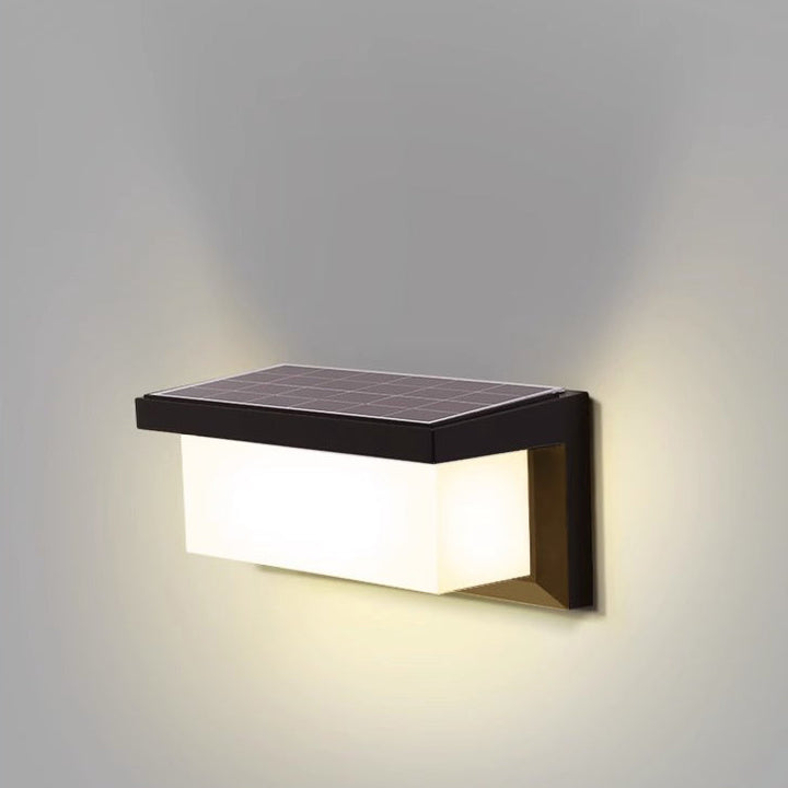 Prostokątna, wodoodporna lampa LED na ścianę z aluminium do tarasu