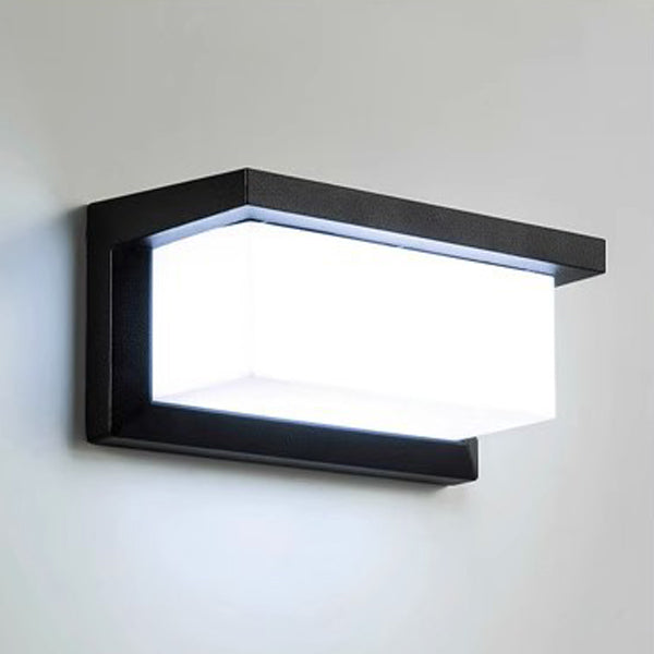 Prostokątna, wodoodporna lampa LED na ścianę z aluminium do tarasu