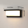 Prostokątna, wodoodporna lampa LED na ścianę z aluminium do tarasu