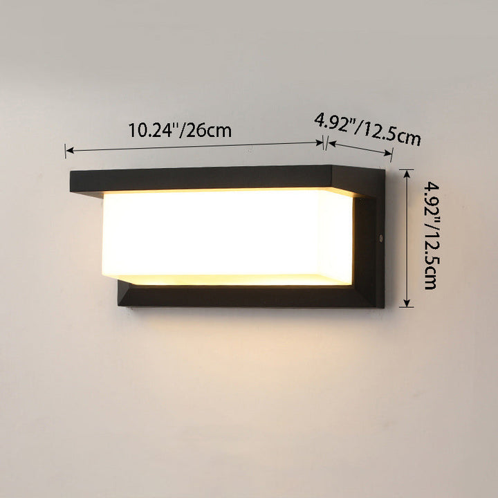 Prostokątna, wodoodporna lampa LED na ścianę z aluminium do tarasu