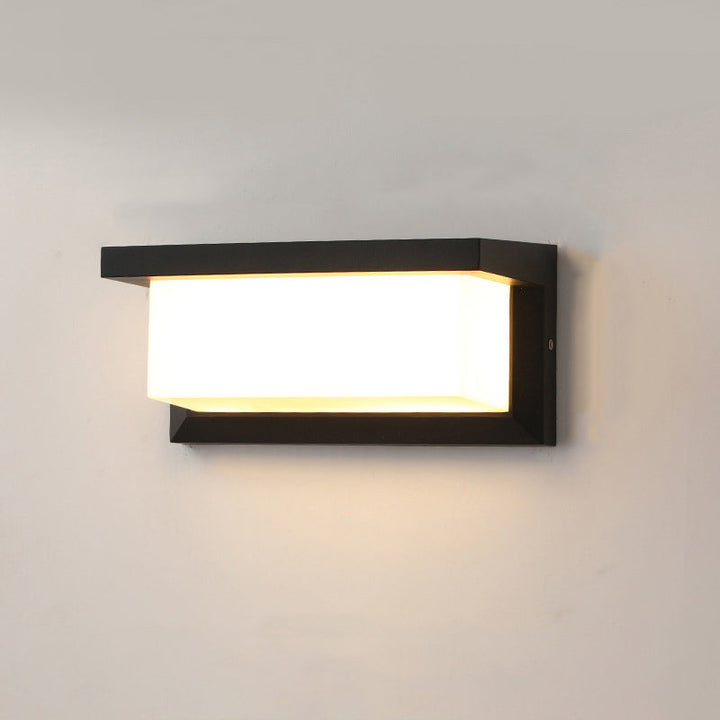 Prostokątna, wodoodporna lampa LED na ścianę z aluminium do tarasu