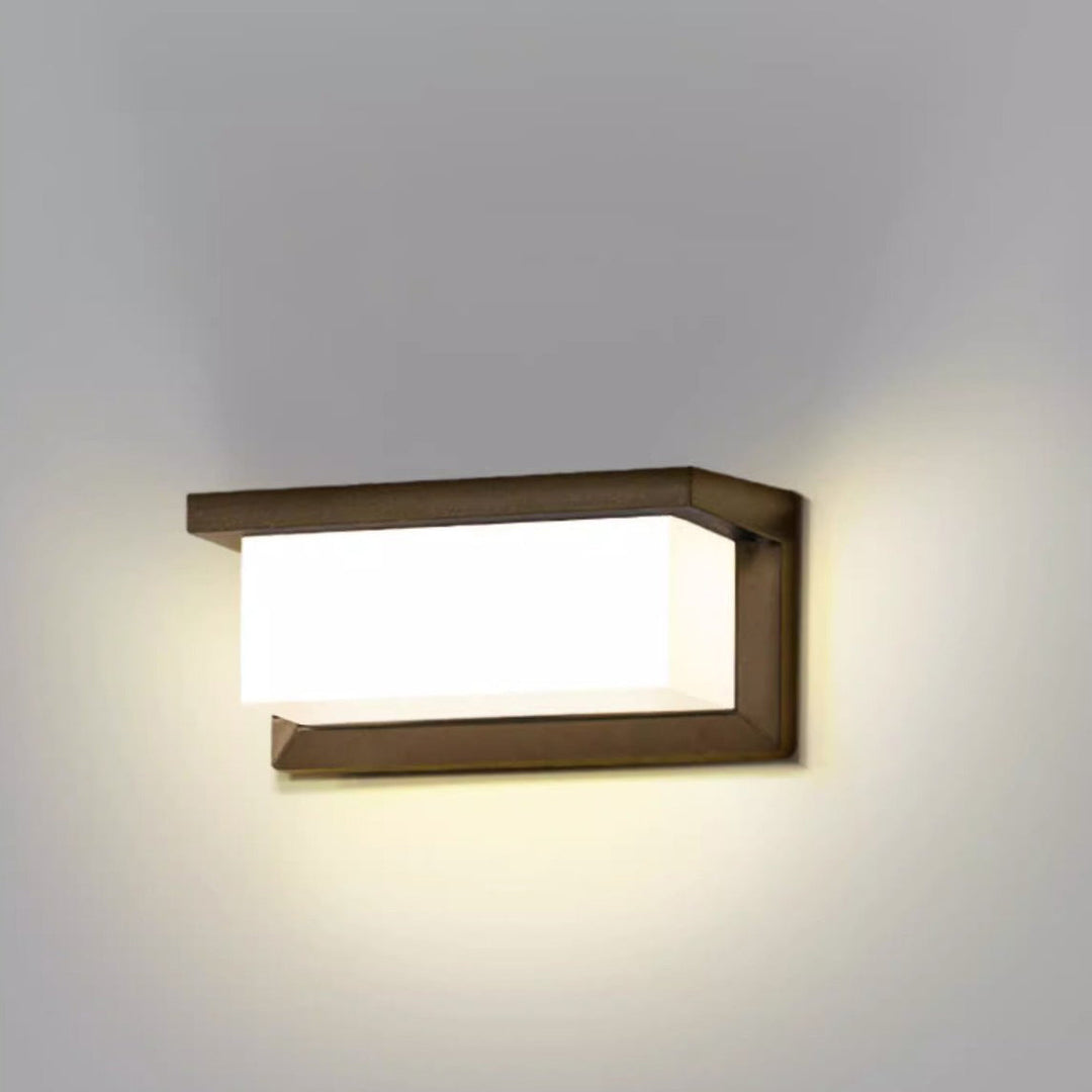 Prostokątna, wodoodporna lampa LED na ścianę z aluminium do tarasu