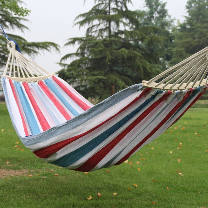Sandsberg | Zewnętrzna Podwójna Gruba Hammock z Canvasu do Użytku Wewnętrznego z Demontowanym Wygiętym Stalowym Prętem, Rozmiar: 200x100cm