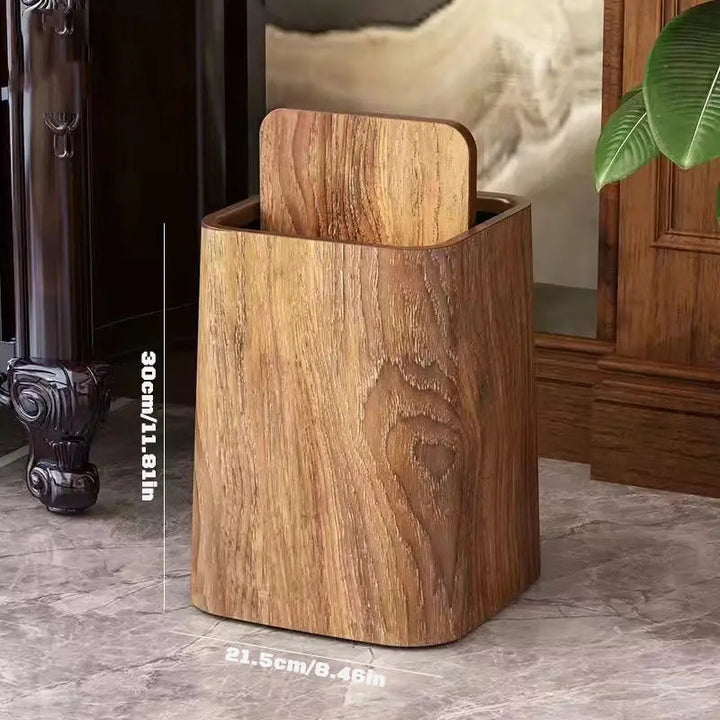 Elegancki kosz na śmieci w marmurowym designie z pokrywą na zawiasach