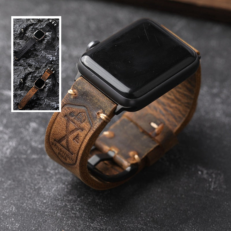 Ręcznie robiony vintage skórzany pasek do Apple Watch