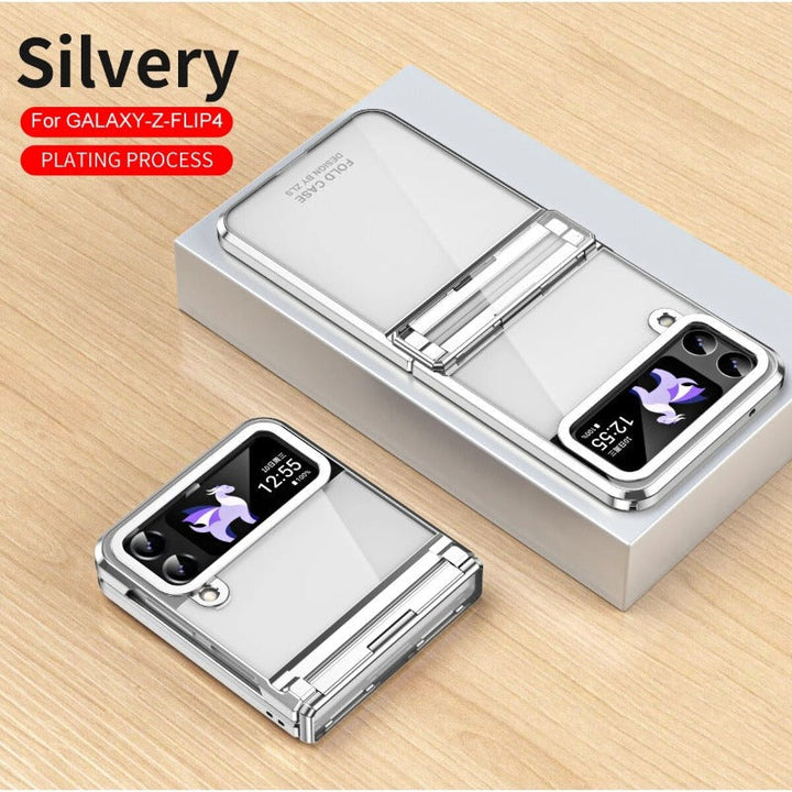 Przezroczysta galwaniczna obudowa telefonu z zawiasem Phantom dla Samsung Galaxy Z Flip 5 4
